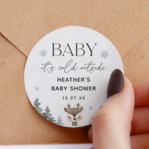 Baby Its Cold Outside Winter Baby Shower  Classic Round Sticker