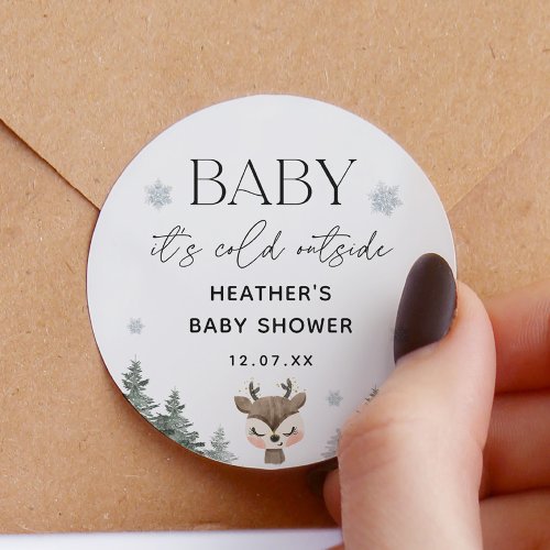 Baby Its Cold Outside Winter Baby Shower  Classic Round Sticker