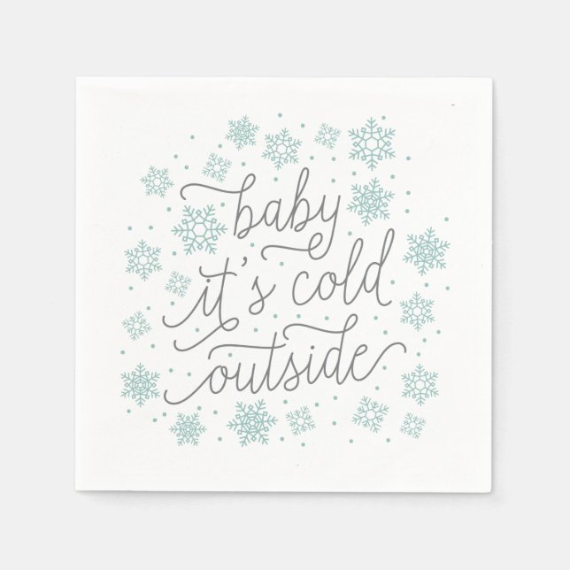 Baby It's Cold Outside Winter Baby Shower Decor Paper Napkins (Front)