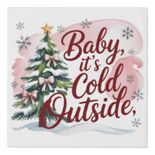 Baby, it's Cold Outside Winter Baby Shower Faux Canvas Print