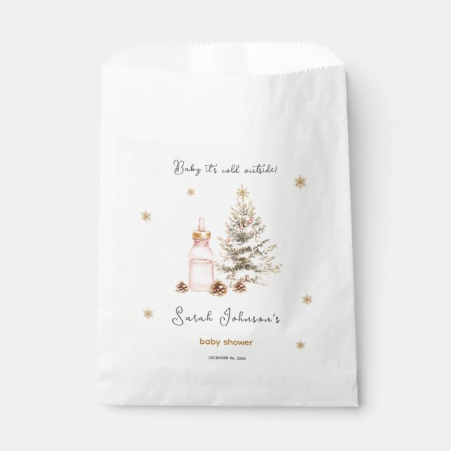 Baby it's cold outside Winter Baby Shower Favor Bag (Front)