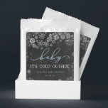 Baby It's Cold Outside | Winter Baby Shower Favor Hot Chocolate Drink Mix<br><div class="desc">Adorable favors for winter baby showers feature a chalkboard background with "baby it's cold outside" in pale blue and white lettering,  dotted with white falling snowflakes. Personalize with the mom to be's name and event date,  or text of your choice.</div>