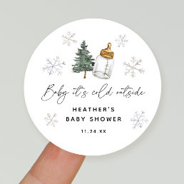 Baby It&#39;s Cold Outside Winter Baby Shower Favors Classic Round Sticker