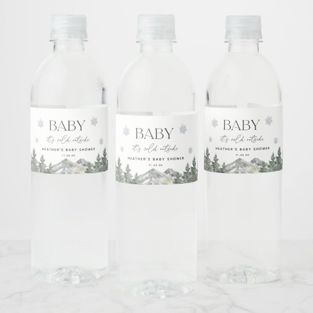 Baby It's Cold Outside Winter Baby Shower Favors Water Bottle Label (Bottles)