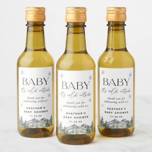 Baby Its Cold Outside Winter Baby Shower Favors Wine Label