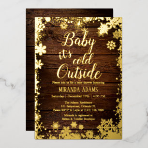 Baby it's cold outside Winter Baby Shower Foil Invitation