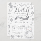 Baby Its Cold Outside Winter Baby Shower Gray Invitation (Front/Back)