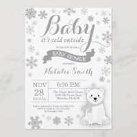 Baby Its Cold Outside Winter Baby Shower Gray Invitation