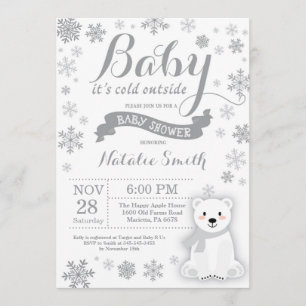 Baby Its Cold Outside Winter Baby Shower Gray Invitation