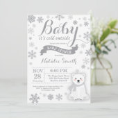 Baby Its Cold Outside Winter Baby Shower Gray Invitation (Standing Front)
