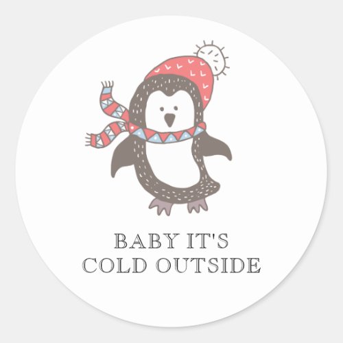 Baby Its Cold Outside Winter Baby Shower Invitati Classic Round Sticker