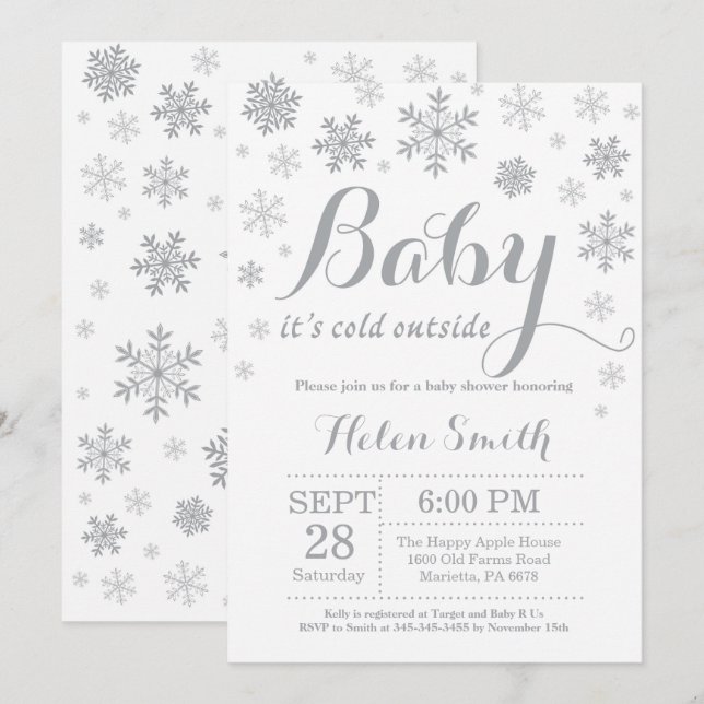 Baby Its Cold Outside Winter Baby Shower Invitation (Front/Back)