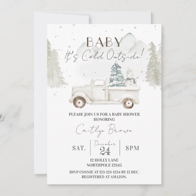 Baby It's Cold Outside, Winter Baby Shower Invitation (Front)