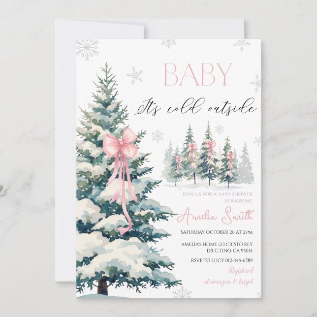Baby it's cold outside, Winter Baby shower Invitation (Front)