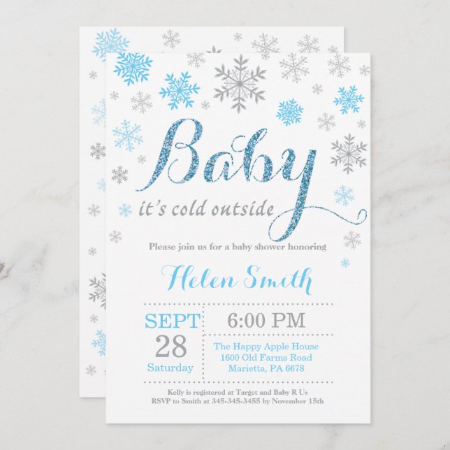 Baby Its Cold Outside Winter Baby Shower Invitation (Front/Back)