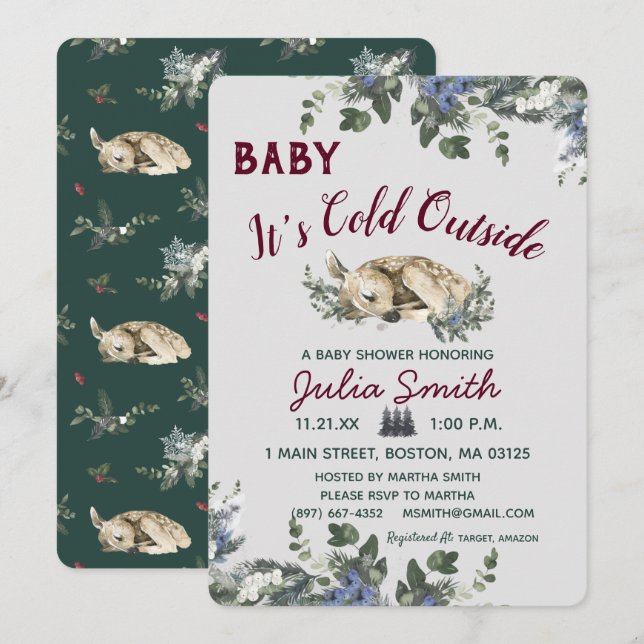 Baby It's Cold Outside Winter Baby Shower Invitation (Front/Back)