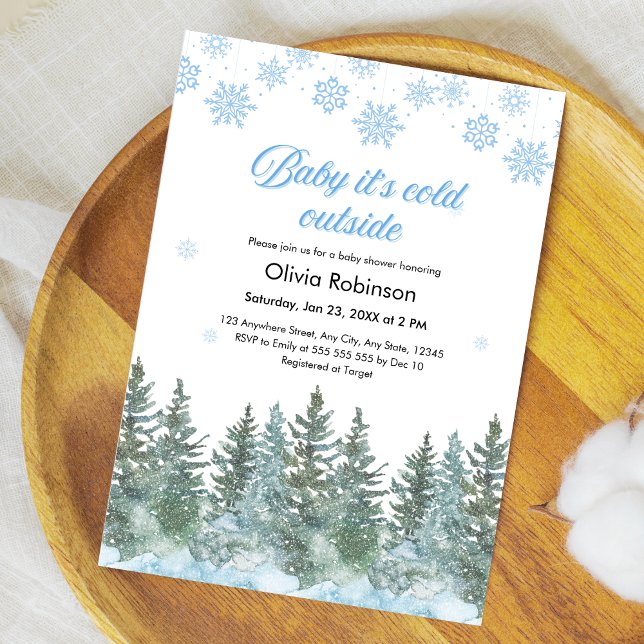 Baby It's Cold Outside Winter Baby Shower Invitation (Snowflakes Baby It's Cold Outside Winter Baby Shower Invitation )