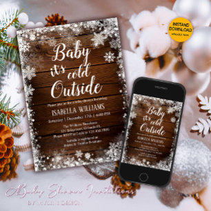 Baby it's cold outside Winter Baby Shower Invitation