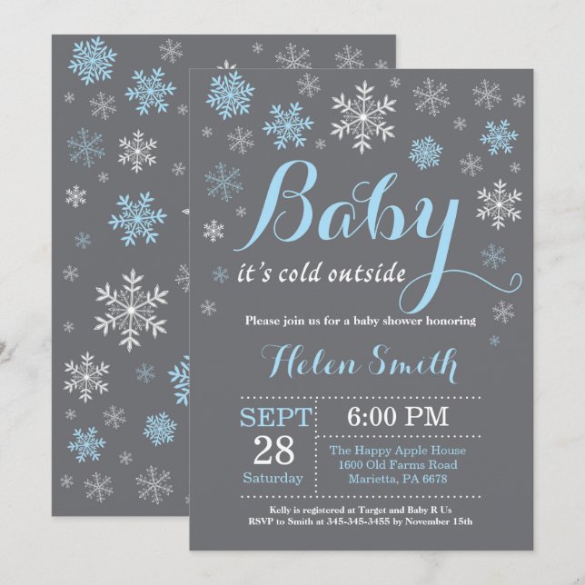 Baby Its Cold Outside Winter Baby Shower Invitation (Front/Back)
