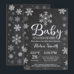 Baby Its Cold Outside Winter Baby Shower Invitation<br><div class="desc">Baby Its Cold Outside Winter Baby Shower Invitation. Girl Baby Shower Invitation. Winter Holiday Baby Shower Invite. White Snowflakes. Chalkboard Background. For further customization,  please click the "Customize it" button and use our design tool to modify this template.</div>
