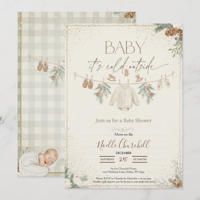 Baby It's Cold Outside Winter Baby Shower  Invitation (Front/Back)