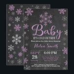 Baby Its Cold Outside Winter Baby Shower Invitation<br><div class="desc">Baby Its Cold Outside Winter Baby Shower Invitation. Girl Baby Shower Invitation. Winter Holiday Baby Shower Invite. Purple and White Snowflakes. Chalkboard Background. For further customization,  please click the "Customize it" button and use our design tool to modify this template.</div>