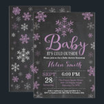 Baby Its Cold Outside Winter Baby Shower Invitation<br><div class="desc">Baby Its Cold Outside Winter Baby Shower Invitation. Girl Baby Shower Invitation. Winter Holiday Baby Shower Invite. Purple and White Snowflakes. Chalkboard Background. For further customization,  please click the "Customize it" button and use our design tool to modify this template.</div>