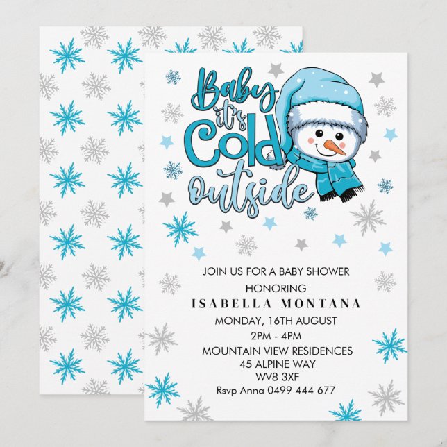 baby its cold outside winter baby shower invitation (Front/Back)