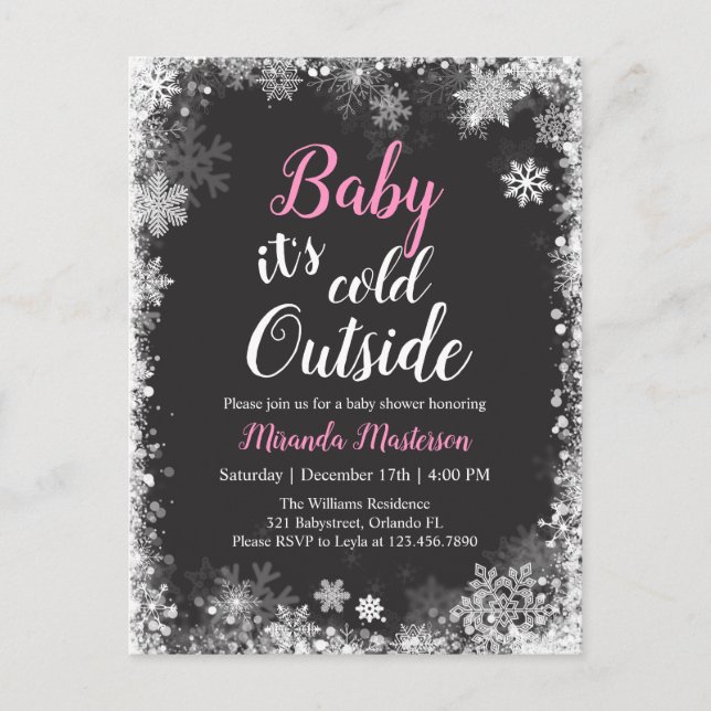 Baby it's Cold Outside Winter Baby Shower Invitation Postcard (Front)
