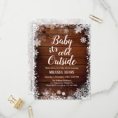 Baby its cold outside Winter Baby Shower Invitation Postcard