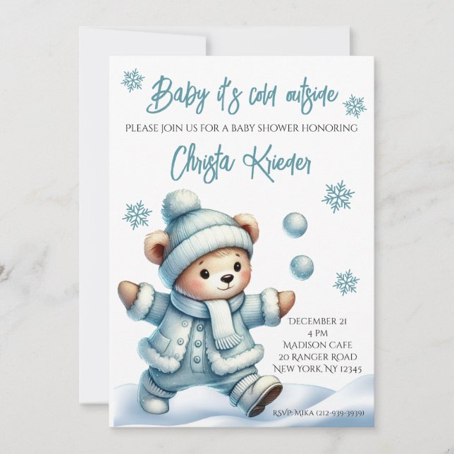 "Baby It's Cold Outside" Winter Baby Shower Invite (Front)