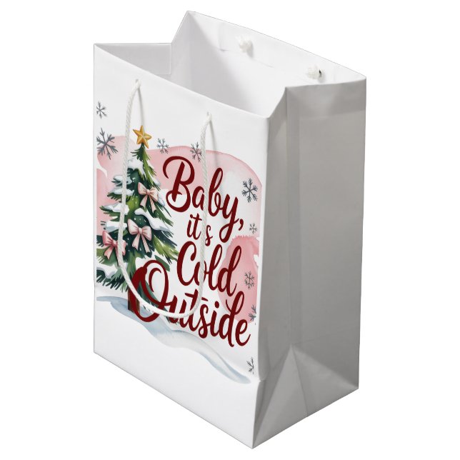 Baby, It's Cold Outside Winter Baby Shower  Medium Gift Bag (Front Angled)