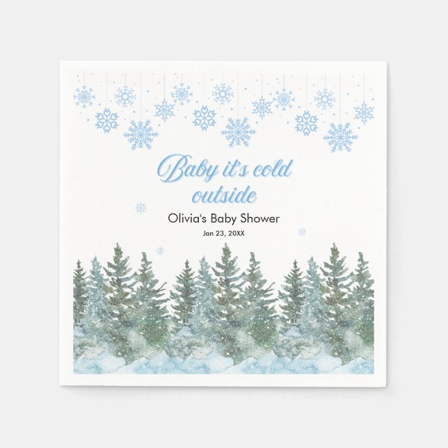 Baby It's Cold Outside Winter Baby Shower Napkins (Front)