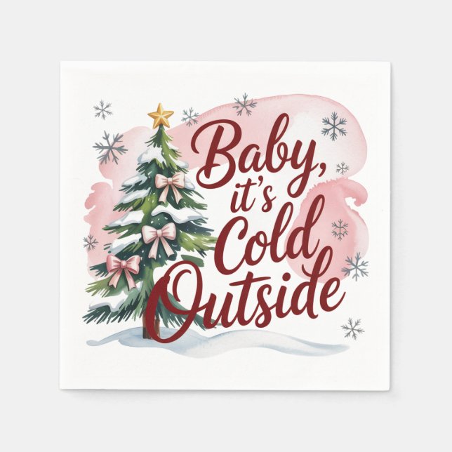 Baby, It's Cold Outside Winter Baby Shower Napkins (Front)