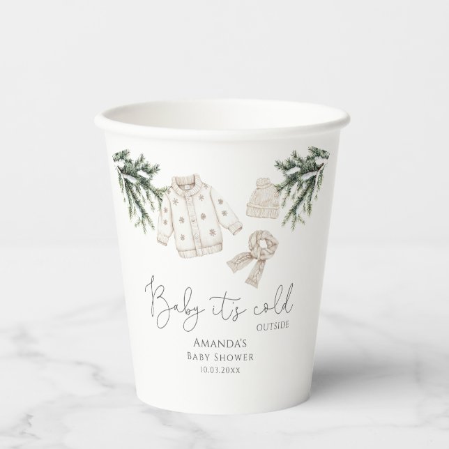 Baby It's Cold Outside Winter Baby Shower  Paper Cups (Front)