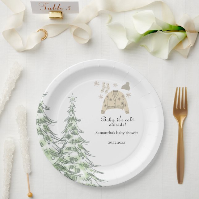 Baby It's Cold Outside Winter baby shower  Paper Plates (Wedding)