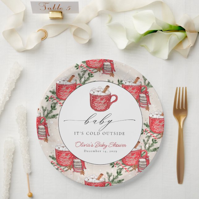 Baby It's Cold Outside Winter Baby Shower  Paper Plates (Wedding)