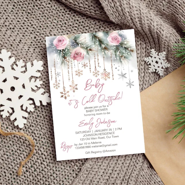 Baby it's cold outside winter baby shower pastel invitation | Zazzle