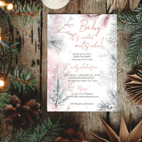 Baby its cold outside winter baby shower pastel invitation