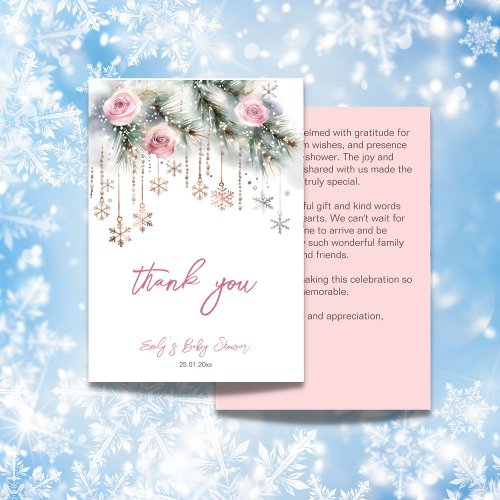 Baby its cold outside winter baby shower pastel thank you card