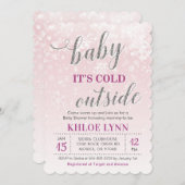 Baby Its Cold Outside Winter Baby Shower Pink Girl Invitation (Front/Back)