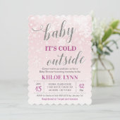 Baby Its Cold Outside Winter Baby Shower Pink Girl Invitation (Standing Front)