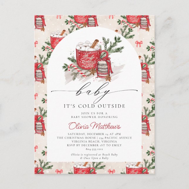 Baby It's Cold Outside Winter Baby Shower  Postcard (Front)