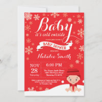 Baby Its Cold Outside Winter Baby Shower Red Invitation