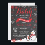 Baby Its Cold Outside Winter Baby Shower Red Invitation<br><div class="desc">Baby Its Cold Outside Winter Baby Shower Invitation. Boy or Girl Baby Shower Invitation. Winter Holiday Baby Shower Invite. Red and White Snowflakes. Snowman and Chalkboard Background. For further customization,  please click the "Customize it" button and use our design tool to modify this template.</div>
