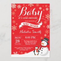 Baby Its Cold Outside Winter Baby Shower Red Invitation