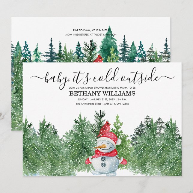 Baby it's cold outside Winter Baby Shower Snow Inv Invitation (Front/Back)