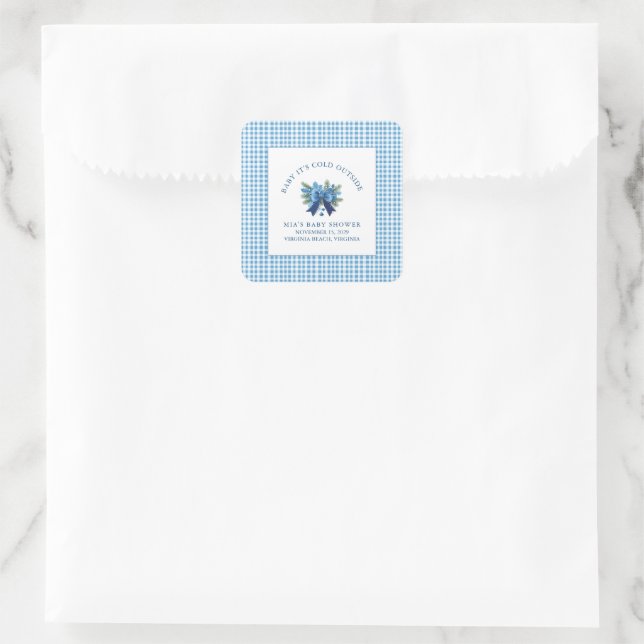 Baby It's Cold Outside Winter Baby Shower  Square Sticker (Bag)
