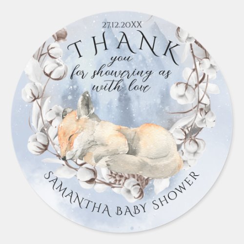 Baby its cold outside Winter Baby Shower thanks Classic Round Sticker