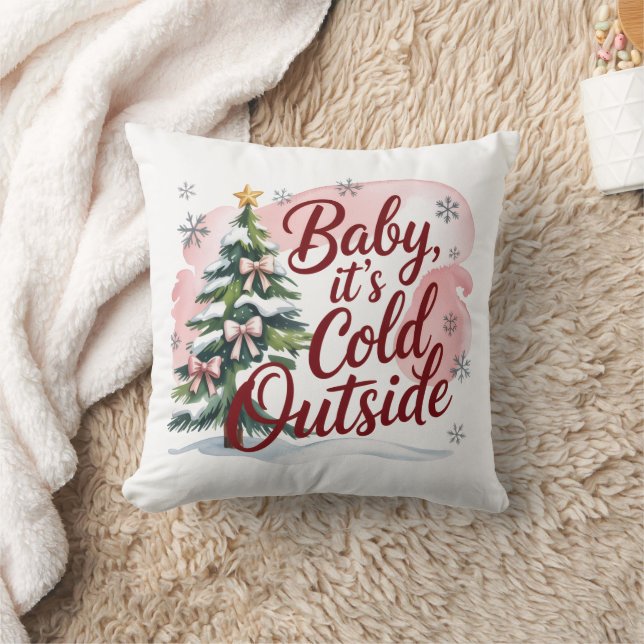 Baby, It's Cold Outside Winter Baby Shower  Throw Pillow (Blanket)
